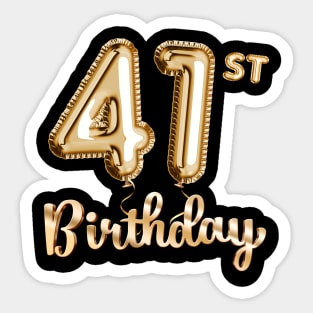 41st Birthday Gifts - Party Balloons Gold Sticker